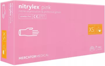 100x RÓŻ Rękawice RĘKAWICZKI nitrylowe NITRYLEX XS