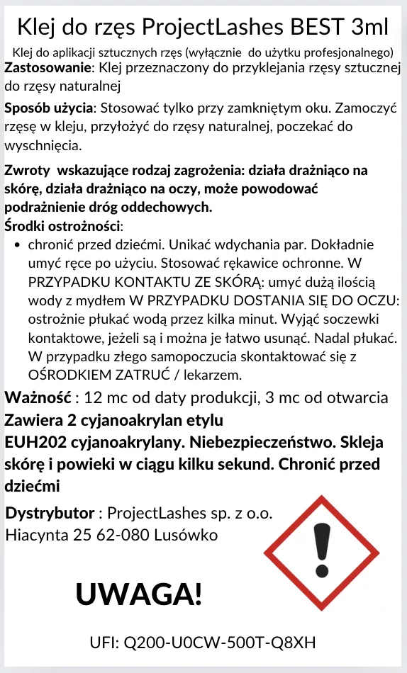 Klej do rzęs BEST ProjectLashes 3g + GRATIS