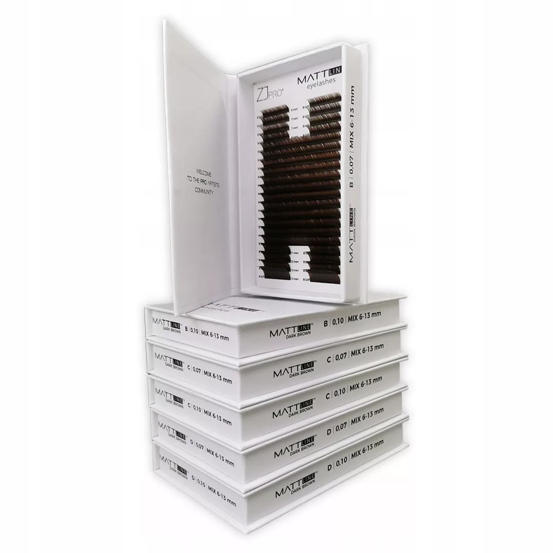 ZjPro Brązowe rzęsy C MIX
