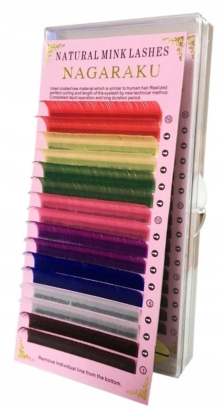 Rzęsy Kolorowe NAGARAKU Mink C 0,10 10mm 16 pasków