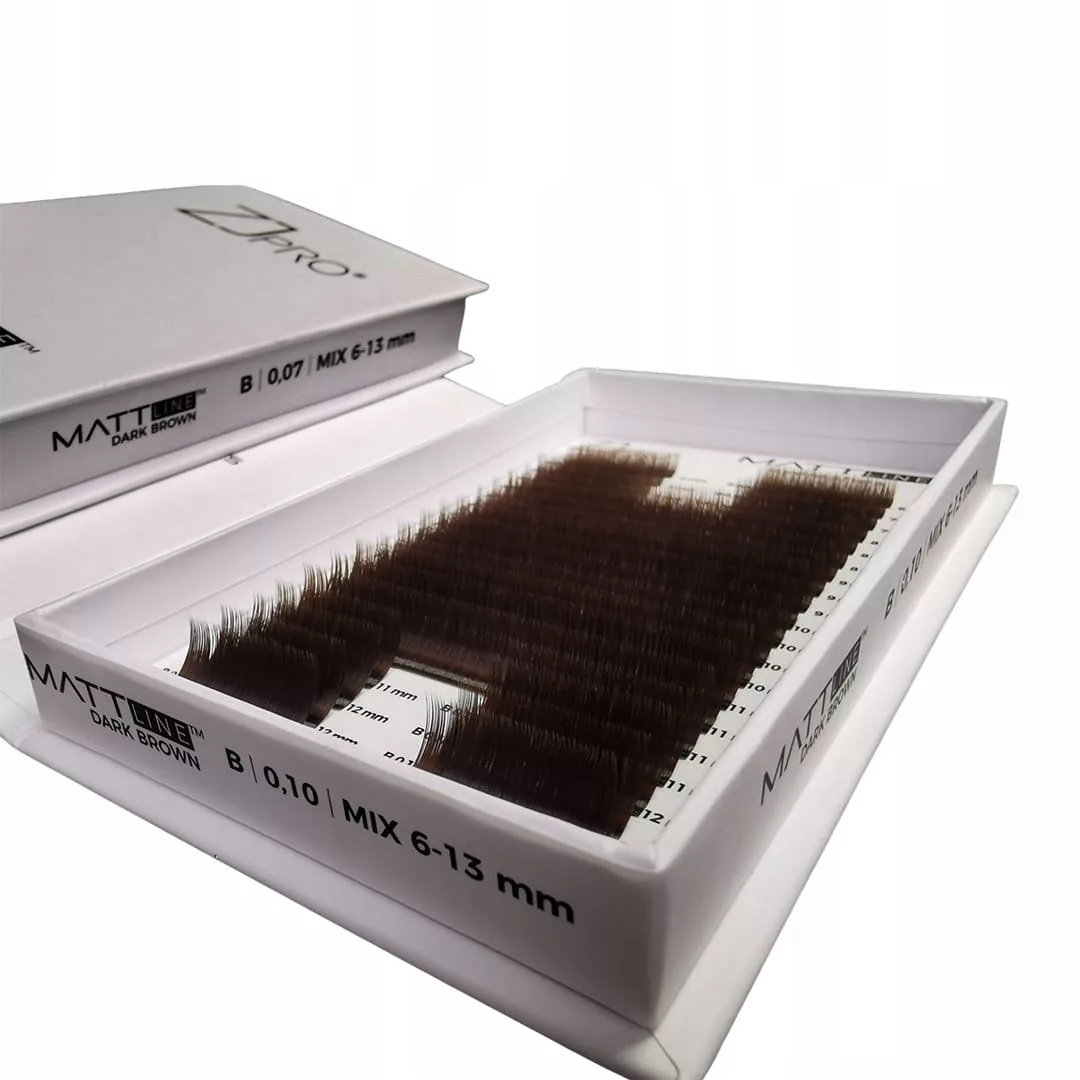 ZjPro Brązowe rzęsy C MIX