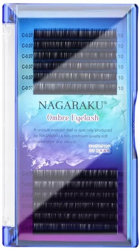 Rzęsy Nagaraku OMBRE kolorowe końcówki C 0,07 9mm