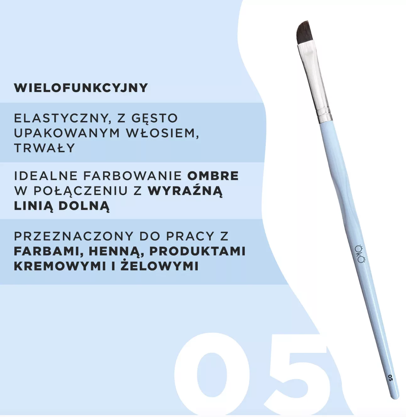 Pędzel OKO #5 do stylizacji brwi miękki ścięty pędzelek
