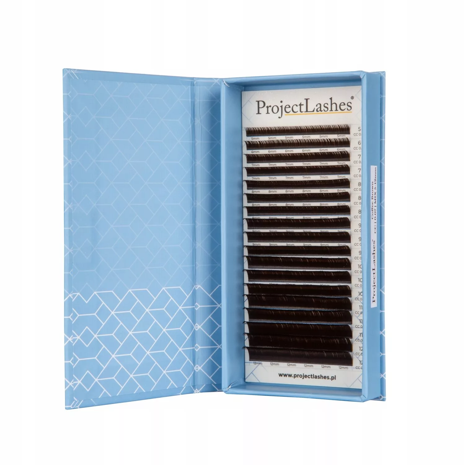 Rzęsy Project Lashes CC 0,07 5-12mm JASNY brąz brązowe