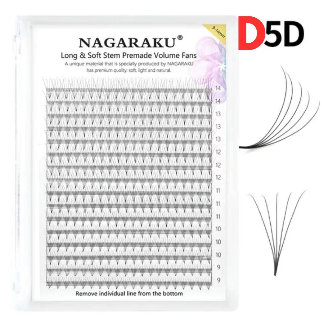 Rzęsy NAGARAKU gotowe KĘPKI D 0,07 MIX 5D 320 szt do przedłużania rzęs