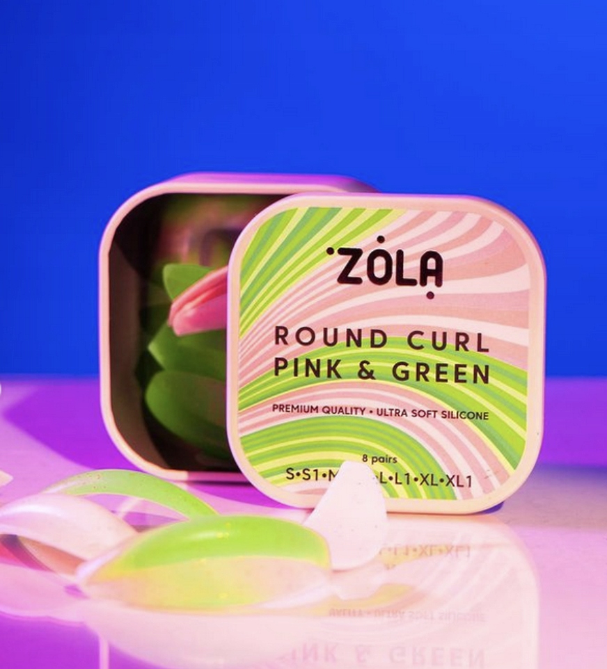 Formy silikonowe do laminacji rzęs round curl pink & green wałeczki Zola