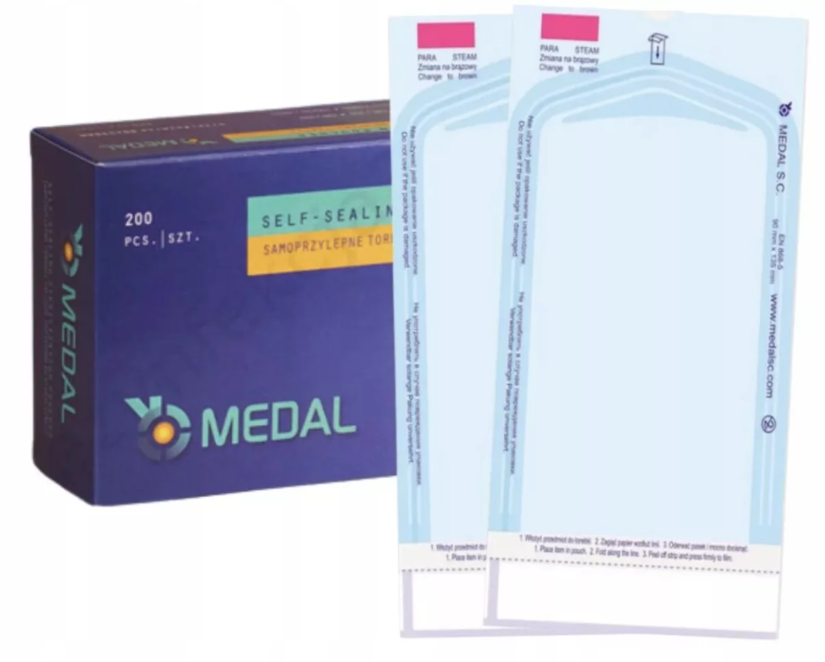 Torebki woreczki do sterylizacji 90x135mm MEDAL samoprzylepne