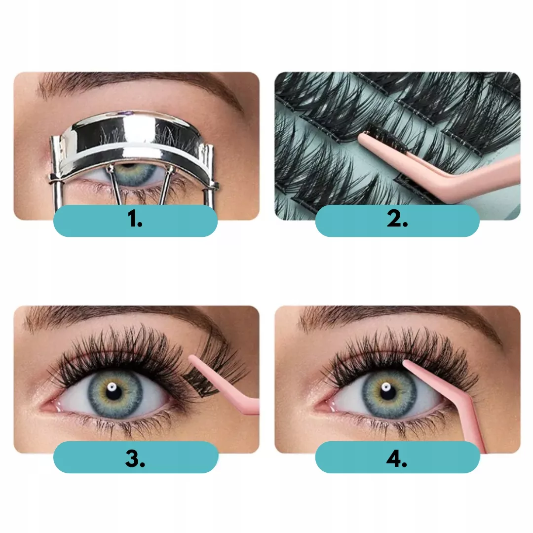 Rzęsy bondingowe NAGARAKU MIX 10-16mm DIY wielokrotnego użytku Z KLEJEM