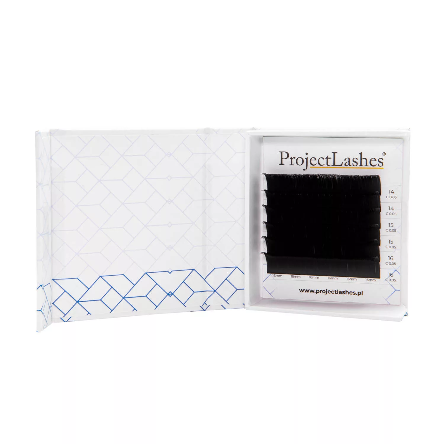 Sztuczne rzęsy do przedłużania ProjectLashes C 0,07 14-16mm czarne MIX MAT
