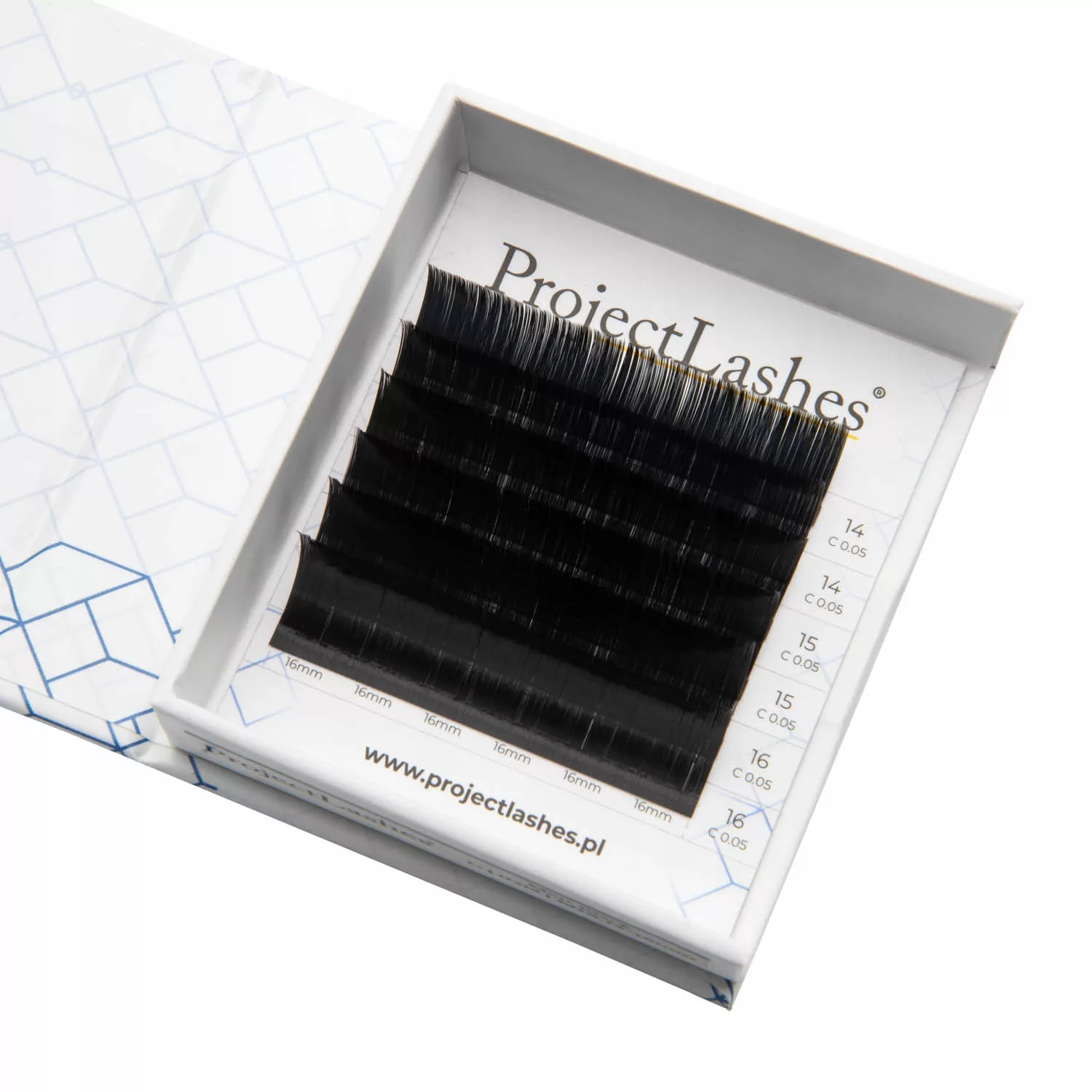 Sztuczne rzęsy do przedłużania ProjectLashes CC 0,10 14-16mm czarne MIX MAT