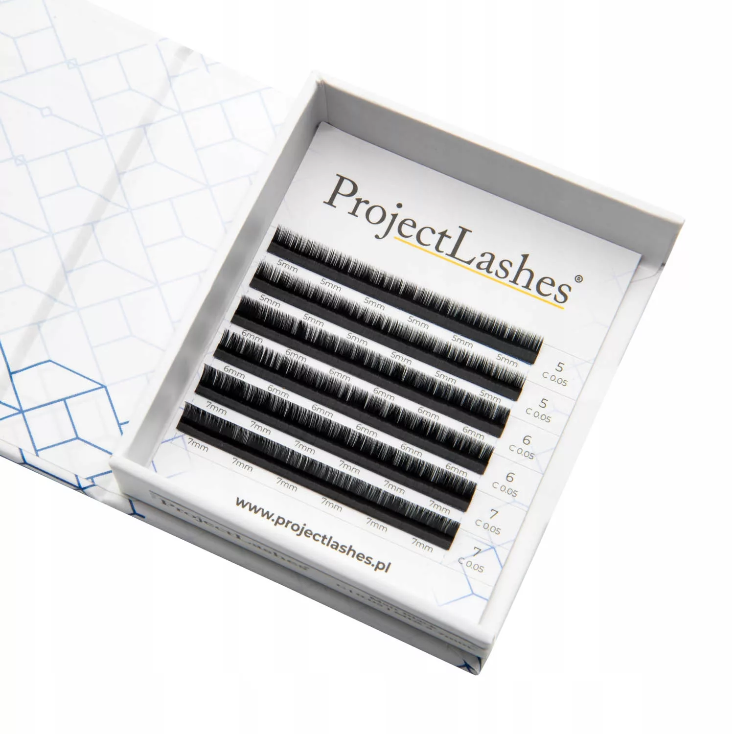 Sztuczne rzęsy do przedłużania ProjectLashes C 0,05 5-7mm czarne MIX MAT