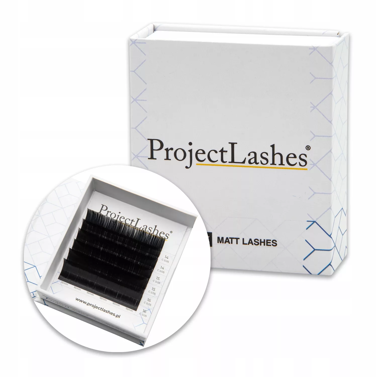 Sztuczne rzęsy do przedłużania ProjectLashes C 0,07 14-16mm czarne MIX MAT