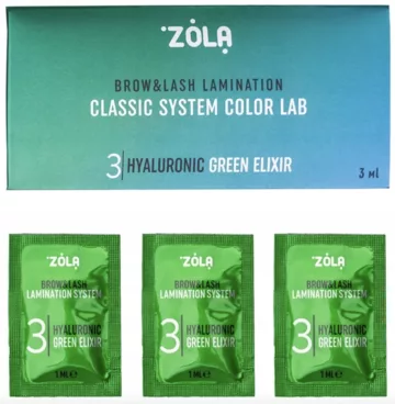 Hialuronowy elixir do rzęs i brwi ZOLA Color Lab 03 Lifting Green Gel 3ml