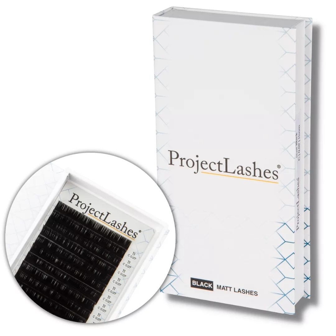 Sztuczne rzęsy do przedłużania Project Lashes C 0,05 7 mm czarne MATT