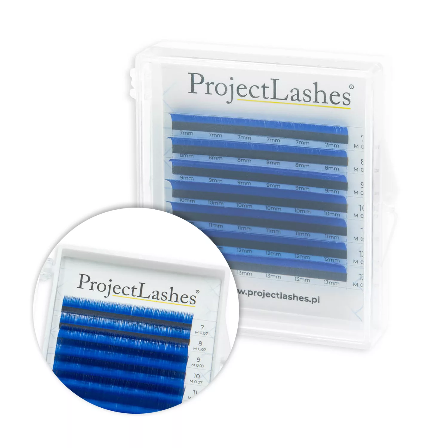 Rzęsy kolorowe ProjectLashes BLUE DD 0,07 MIX 7-13 mm