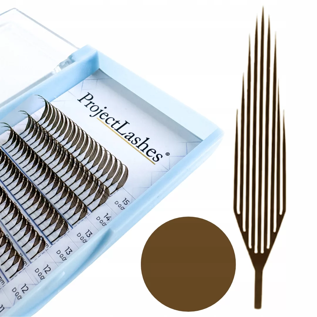 BRĄZOWE rzęsy Manga Anime Comic ProjectLashes Spire MIX 8-15mm