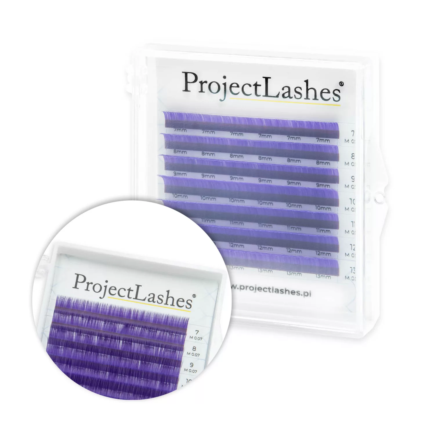Rzęsy kolorowe ProjectLashes LILAC DD 0,07 MIX 7-13 mm