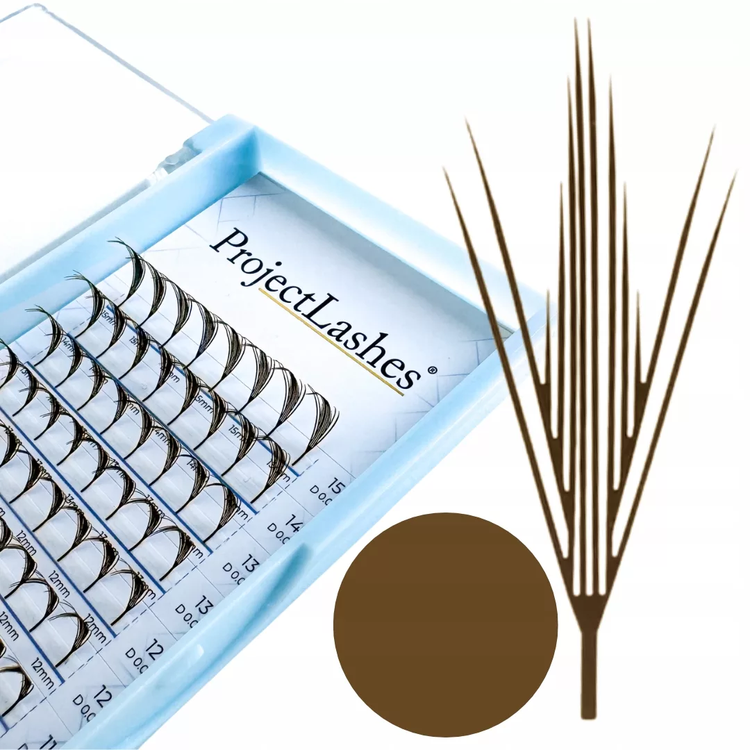 BRĄZOWE rzęsy Manga Anime Comic ProjectLashes WING FANS MIX 8-15mm