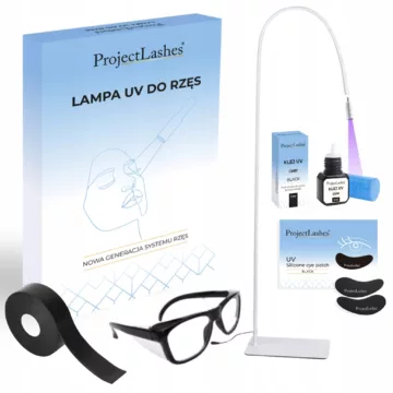 Zestaw Lampa UV do przedłużania rzęs - okulary klej płatki pod oczy taśma
