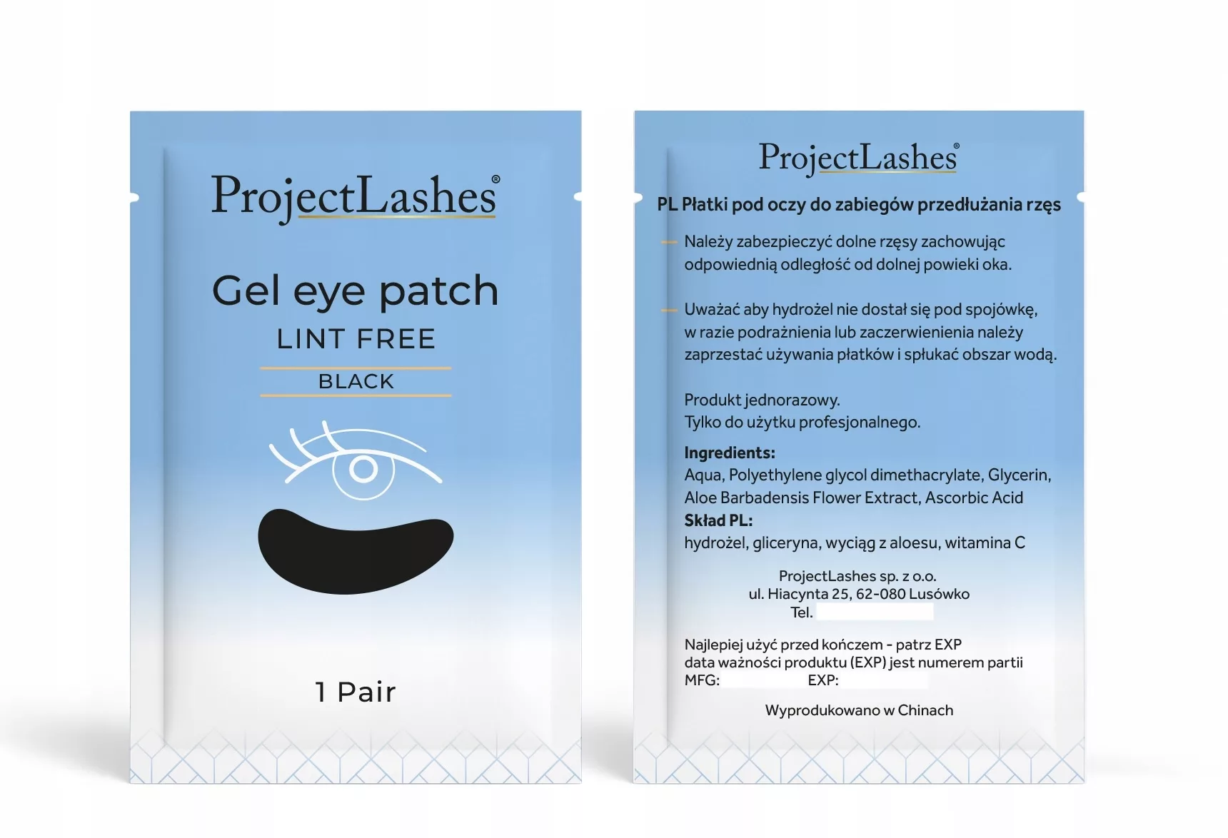 100 szt Czarne płatki hydrożelowe pod oczy do przedłużania rzęs metodą UV