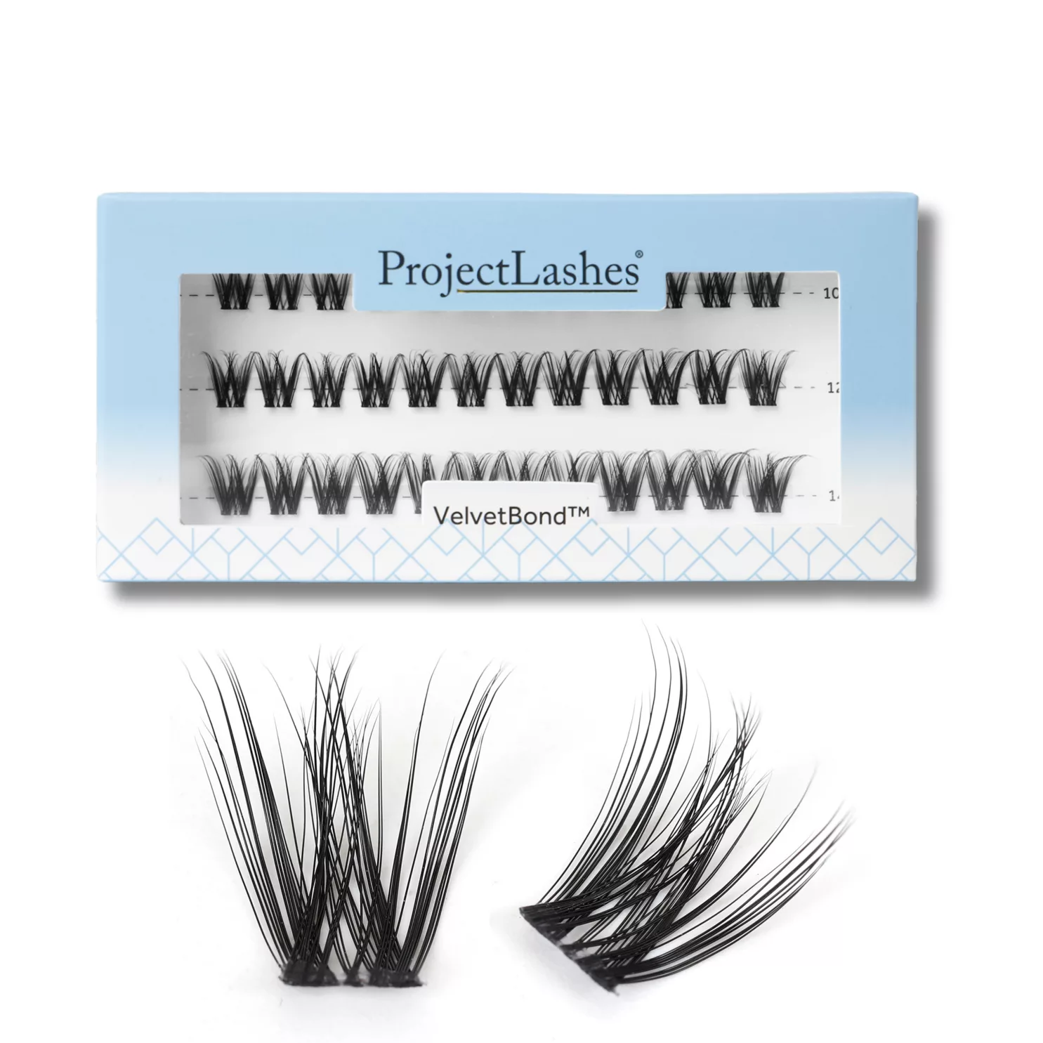 Rzęsy bondingowe ProjectLashes VelvetBond DIY mix 10-12-14mm CLASSIC cluster