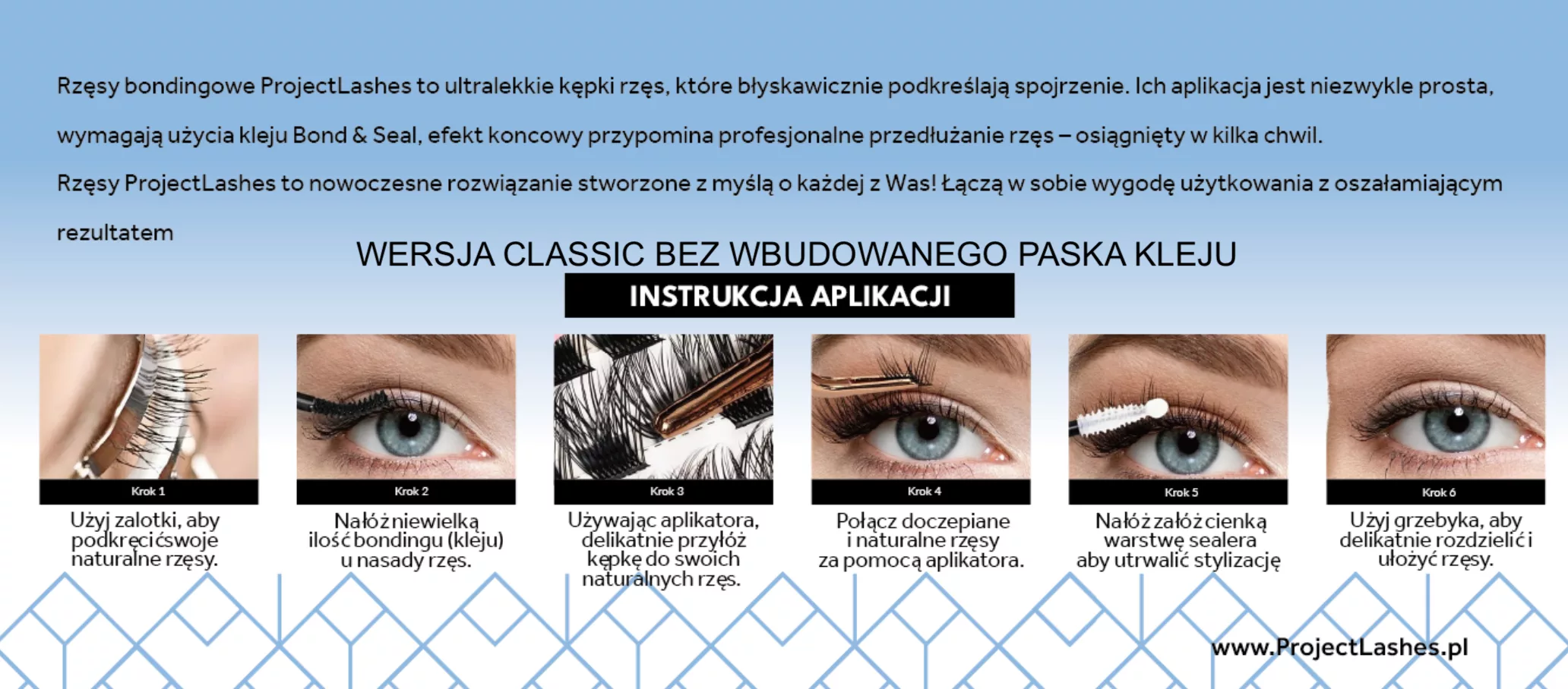 Rzęsy bondingowe ProjectLashes VelvetBond DIY mix 10-12-14mm CLASSIC cluster