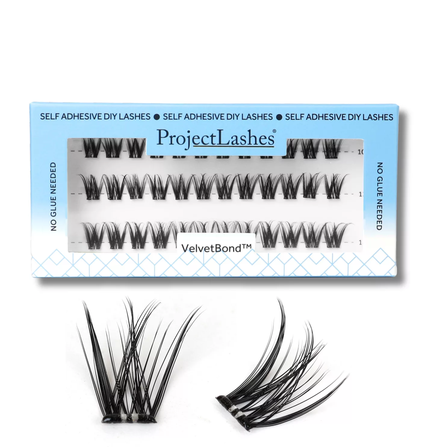 Rzęsy bondingowe ProjectLashes VelvetBond DIY mix 10-12-14mm Z KLEJEM cluster