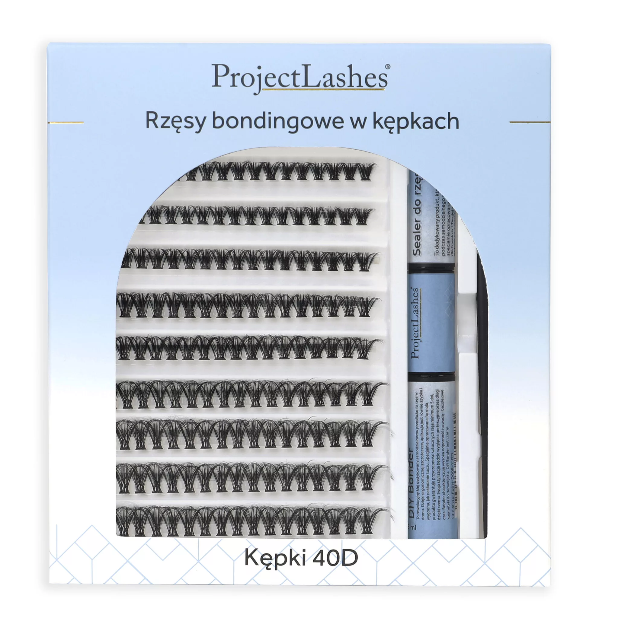 Rzęsy bondingowe DIY ProjectLashes 40D bond & seal akcesoria CLUSTER