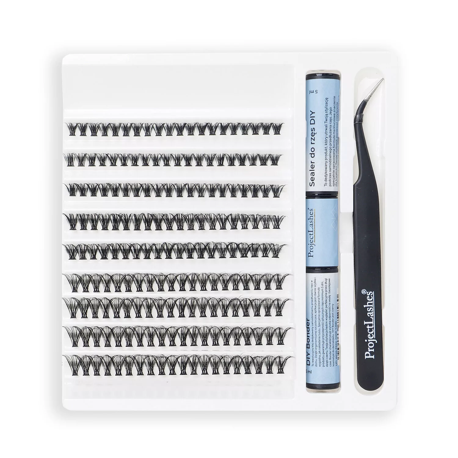 Rzęsy bondingowe DIY ProjectLashes 40D bond & seal akcesoria CLUSTER