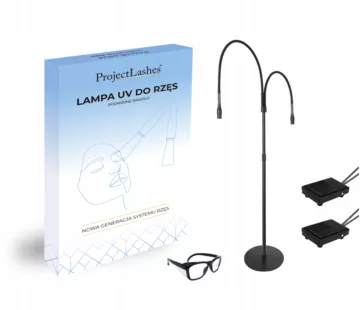 PODWÓJNA Lampa UV do przedłużania rzęs ProjectLashes + okulary CZARNA