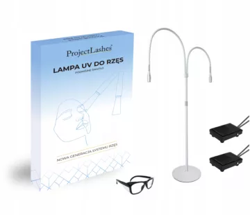 PODWÓJNA Lampa UV do przedłużania rzęs ProjectLashes + okulary BIAŁA