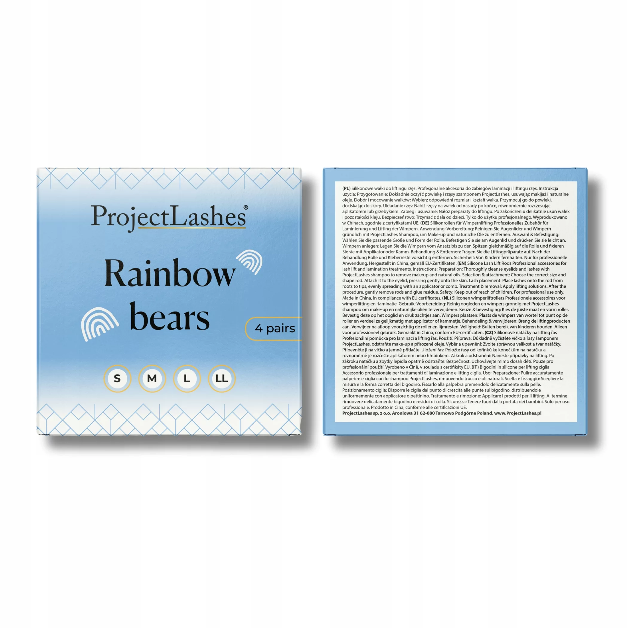 Silikonowe wałeczki wałki do liftingu rzęs ProjectLashes Rainbow Bears 4set