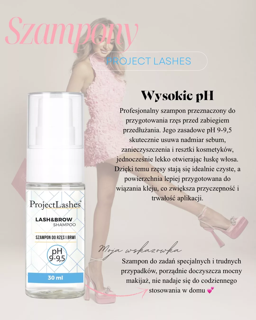 ProjectLashes Profesjonalny szampon do rzęs i brwi 30 ml WYSOKIE pH 9-9,5