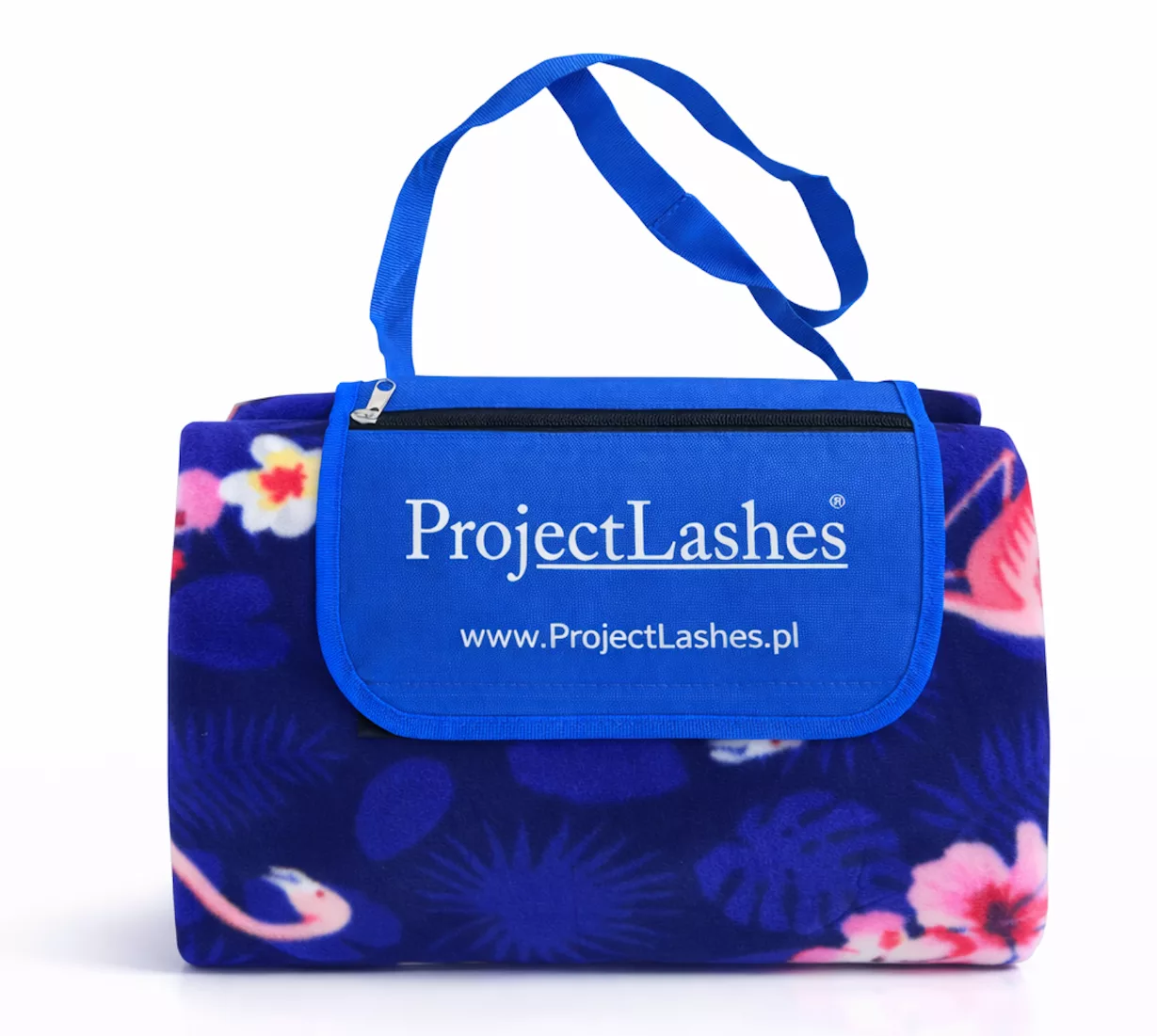 Koc plażowy gadżet reklamowy ProjectLashes 200×200 cm izolowany, polar