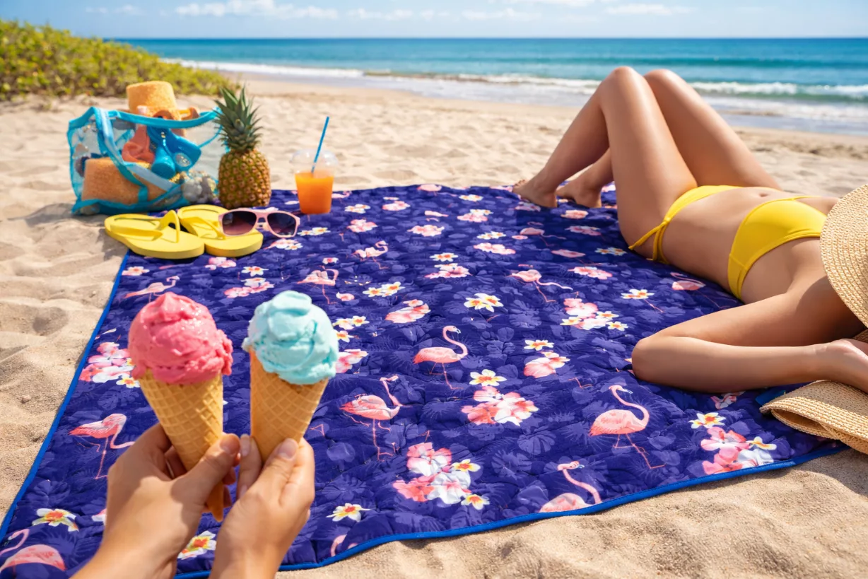 Koc plażowy gadżet reklamowy ProjectLashes 200×200 cm izolowany, polar