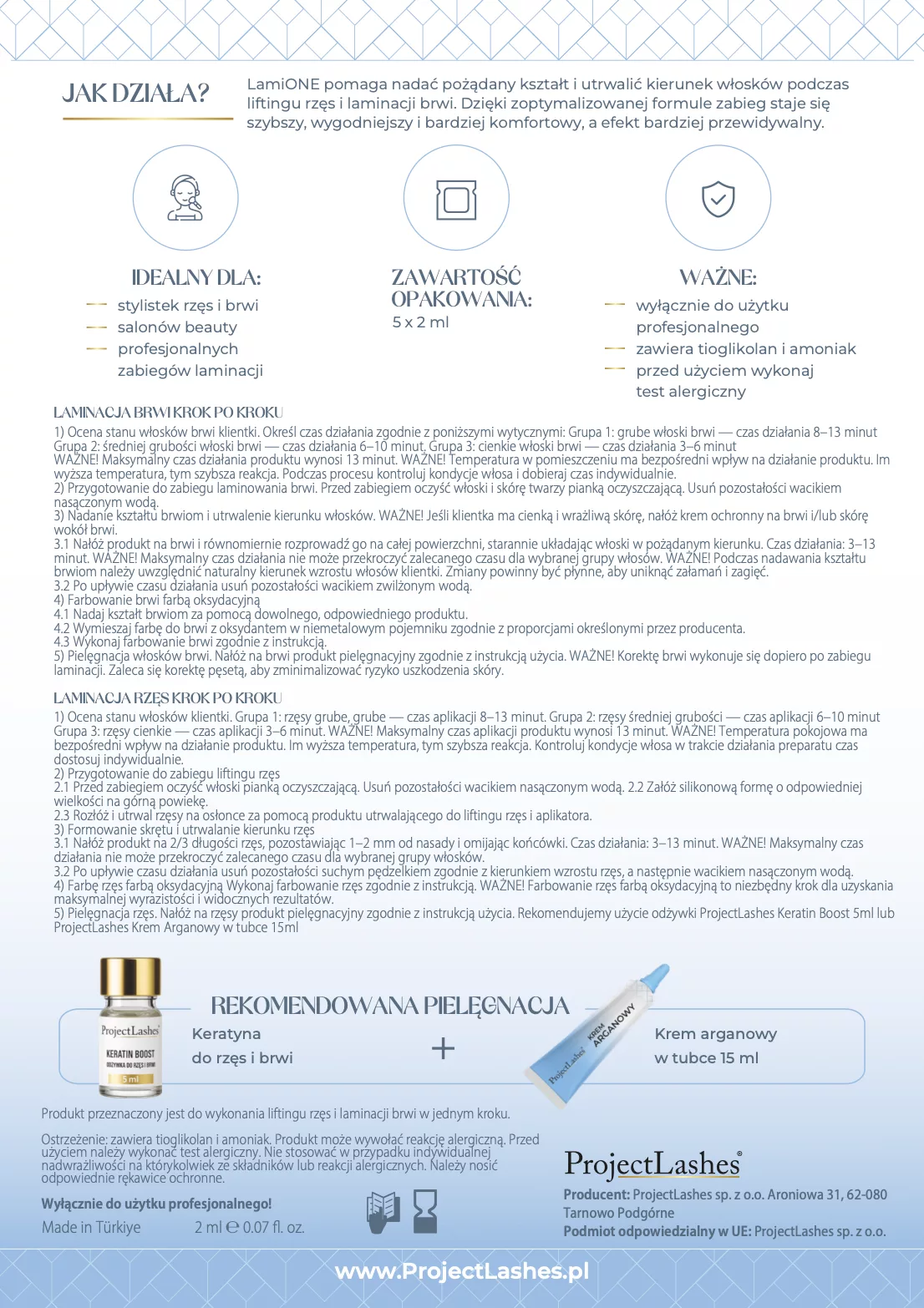 ProjectLashes LamiONE STEP preparat do laminacji brwi lifting rzęs 10ml