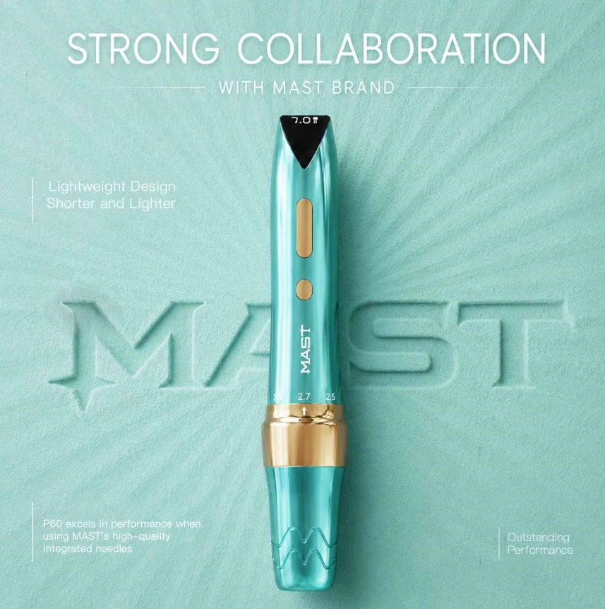 Maszynka do tatuażu PMU Mast P60 WQP-05-3 TIFFANY BLUE z baterią