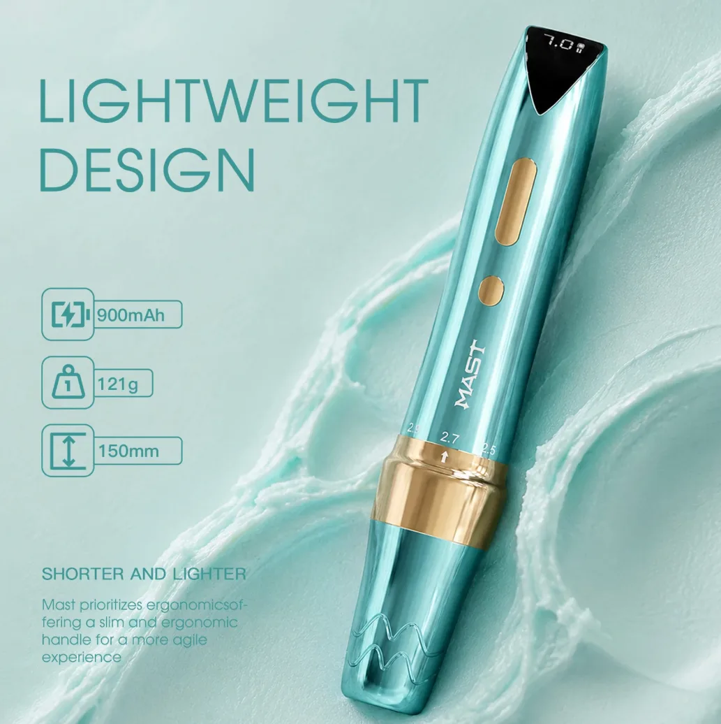 Maszynka do tatuażu PMU Mast P60 WQP-05-3 TIFFANY BLUE z baterią
